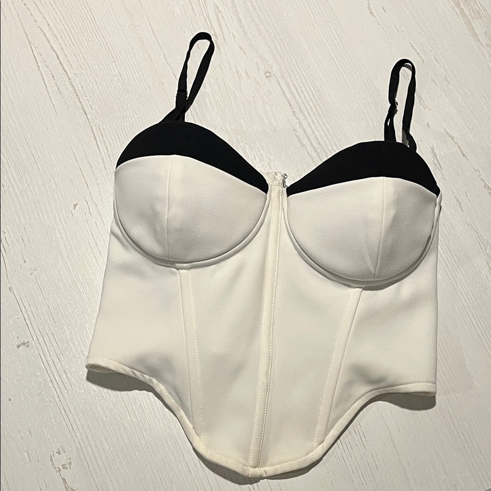 Elegant Black and White Bodysuit Corset